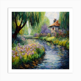 Watercolour Retreat: Monet's Riverside Bliss Art Print