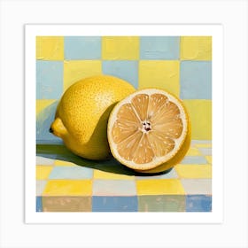 Lemon Pastel Checkerboard 2 Art Print