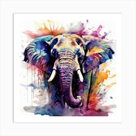 Ams Jmbor Kispix Prompt Author A Wild Elephant In Full Roar Charging Directly Towards The C(1) Art Print