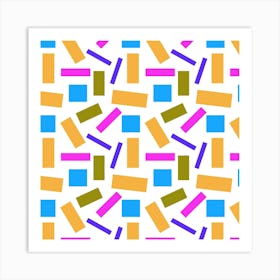 Shapely Blue Brown Lavender Geometric Abstract 1 Art Print