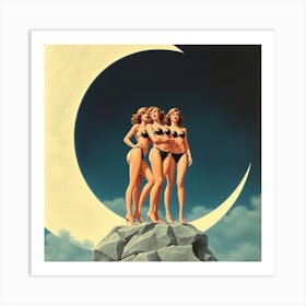 Three Girls In Bikinis Art Print