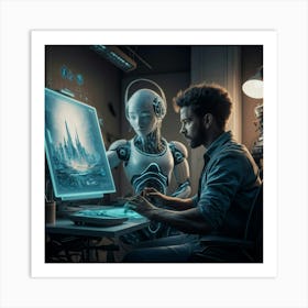 Man Working On Computer 1 Art Print