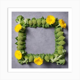 Frame Of Vegetables And Flowers Art Print