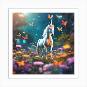 Unicorn In The Meadow Art Print