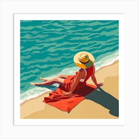 Woman Enjoying The Sun At The Beach 9 Art Print