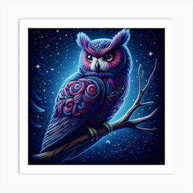 Owl In The Night Sky: Mysterious, Majestic, Nocturnal Beauty Art Print