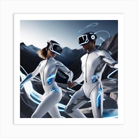 Two People In Vr Gear Art Print