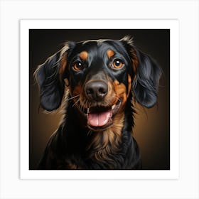 Portrait of Joyful Dachshund Art Print