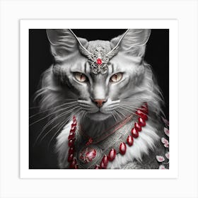 Firefly A Beautiful, Cool, Handsome Silver And Cream Majestic Masculine Main Cat Blended With A Japa (6) Art Print