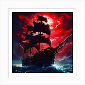 Pirate Ship In The Ocean 3 Art Print