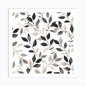 Black And White Leaves Art Print