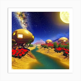 Planet With Houses Art Print