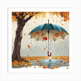 An Umbrella Falling To The Ground Rain Falling Art Print