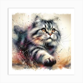 Cat Watercolour Art Print 3 Art Print