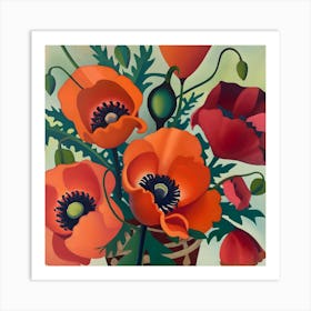 Poppies In A Vase 2 Art Print