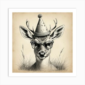 Deer In Glasses 1 Art Print