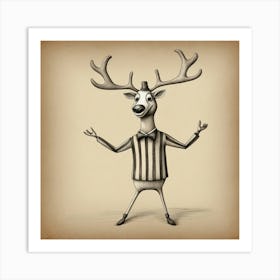 Deer In Striped Shirt Art Print