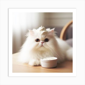 Cute Cat Cream 2 Art Print