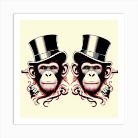 Monkeys In Top Hats 1 Art Print