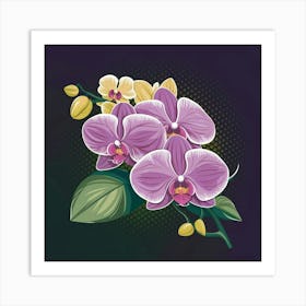 Orchids On A Dark Background Art Print