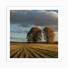 Two Trees In A Field Art Print