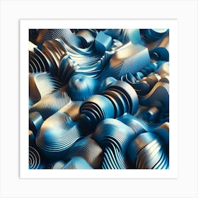 An Abstract Artwork Of Blue Aluminum Extrusion In A Warm Light. Art Print