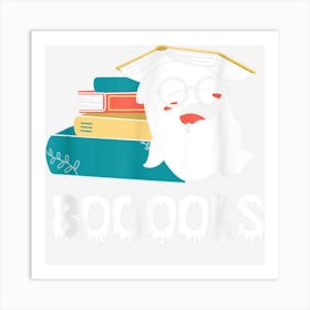 Funny Cute Ghost Book Reading Teacher School Halloween 2022 Art Print