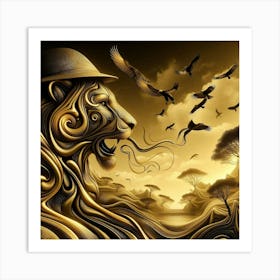 Golden Lion 2 Art Print