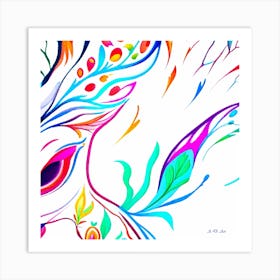 Abstract Head Side View Of A Young Deer In A Blurred Color Minimal Illustration Art Print