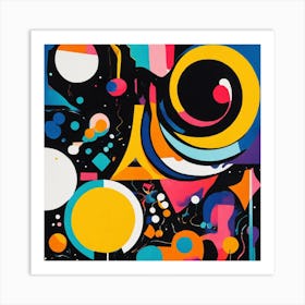 Abstract Painting , Slick Abstract Shapes in Vivid Colors – A Contemporary Wall Art Collection Art Print