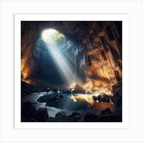 Cave With Sunlight Art Print