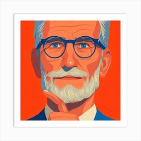 Portrait Of A Man With Glasses 1 Art Print