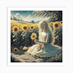 Sunflower Girl Art Print