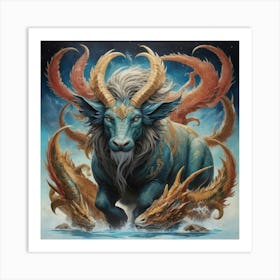 Horned Goat Art print paintings Art Print