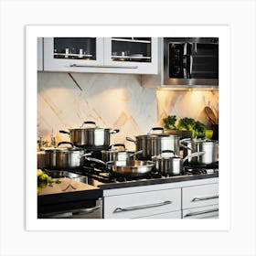 A Photo Of A Set Of Pots And Pans Art Print