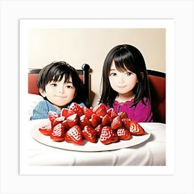 Strawberry plate for children  Art Print