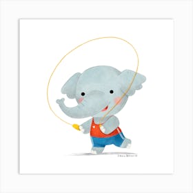 Elephant Jumping Rope Art Print