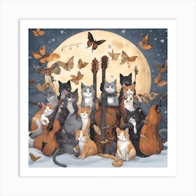 0 A Musical Band Of Cats Art Print