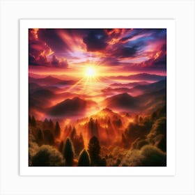 Sunrise Over The Mountains 14 Art Print