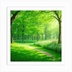 Green Forest Path Art Print