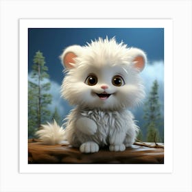 Cute White Cat 10 Art Print