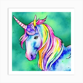 Watercolors Colorful Unicorn Painting Art Print