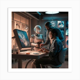 Robots In The Office 4 Art Print