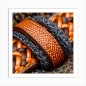 Close Up Of A Leather Bracelet Art Print