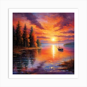 Sunset On The Lake 1 Art Print