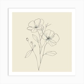 Simple Line Drawing Of Flowers Art Print