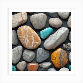 Pebbles On A Black Background 1 Art Print