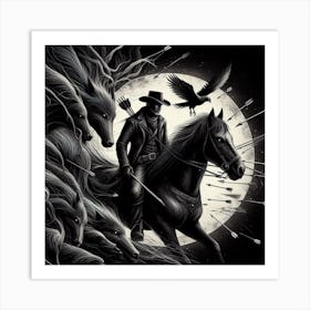 Wolf And The Hunter Art Print