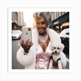 Portrait Of A Woman Taking A Selfie Art Print