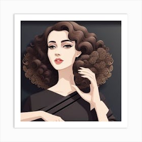 Portrait Of A Woman With Curly Hair Art Print